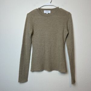 La Ligne Sweater Womens Medium Tan Cashmere Crew Neck Comfort Preppy Casual